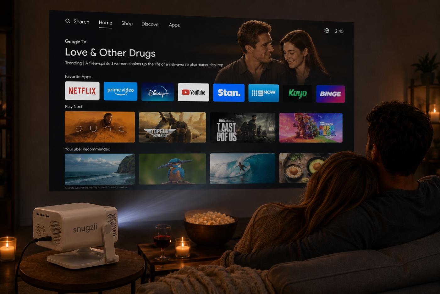 Built-in apps. No HDMI dance.